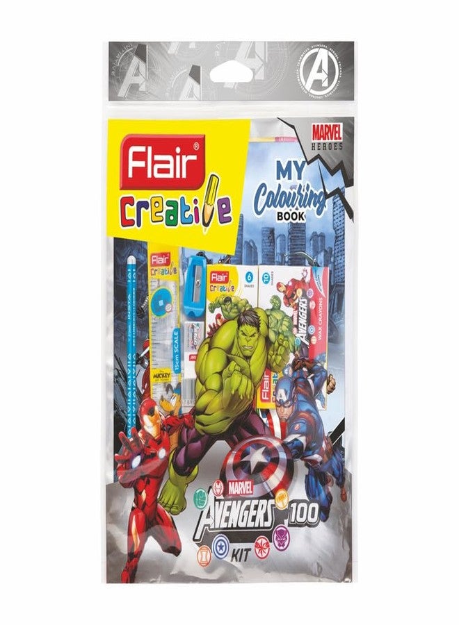 Flair Creative Series Marvel Avengers Stationery Kit | Combination of 34 Assorted Items | Smart Kit for Your Creative Need & Fun Learning | Ideal Gift Set for Kids | Pack of 1 - Image 1